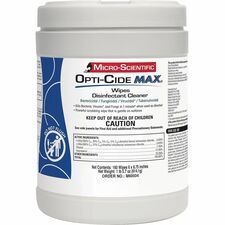 MICRO-SCIENTIFIC Opti-Cide MAX Wipes - For Multi Surface - Wipe - Recommended For: Bacteria Remover - Disinfectant - Gray - 12 / Carton