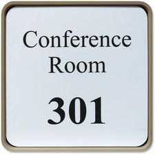 Xstamper Designer Framed Wall/Door Sign - 6" Holding Width x 6" Holding Height - Square Shape - Wall, Door - Rounded Corner - Plastic - Almond - 1 Each