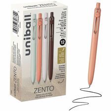 uniball&amp;#8482; Zento Gel Pen - Retractable - Black Ink - Liquid Gel Ink - 12 / Dozen