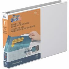 QuickFit 97110 Ring Binder - 1" Binder Capacity - Letter - 8 1/2" x 11" Sheet Size - 200 Sheet Capacity - 3 Ring - Fastener: Round Ring - Pocket: 2, Internal - Polypropylene - White - Recycled - PVC-f