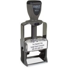 Xstamper ClassiX Self-inking Steel Message Stamp - Message Stamp - 1.13" Impression Width x 1.63" Impression Length - Assorted - Steel - 1 Each