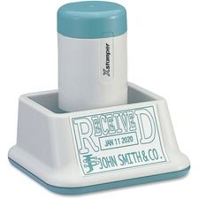 Xstamper XpeDater Date Stamp - Custom Message/Date Stamp - A.M., P.M., REC'D, PAID, FAX'D - 1.38" Impression Width - 50000 Impression(s) - Rubber Rubber - Recycled - 1 Each