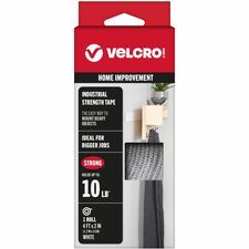 VELCRO&amp;reg; Industrial Strength 4ft x 2in Roll White - 4 ft Length x 2" Width - White - Plastic - Water Resistant, Long Lasting - For Tools, Equipment, Glass, Hanging, Project, Industrial, Garage, Ind