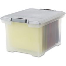 Storex Tote Clear Storage Box with Lid - Internal Dimensions: 14.50" Width x 19" Depth x 11.31" Height - External Dimensions: 14.3" Width x 18.5" Depth x 10.9" Height - 50 lb - Media Size Supported: L