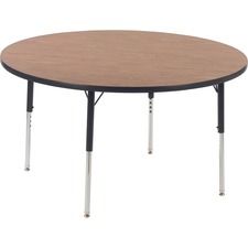 Virco 4848R Activity Table - Laminated Round Top - Height Adjustable - 1.13" Table Top Thickness x 48" Table Top Diameter - 30" Height - Educational Environment, Training - Assembly Required - Charcoa