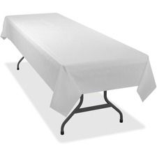 Tablemate Heavy-duty Plastic Table Covers - 108" Length x 54" Width - Plastic - White - 6/Pack - 4 / Carton