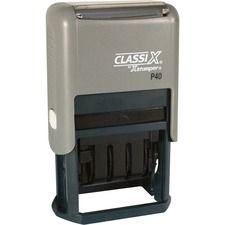 Xstamper Classix Self-Inking Plastic Dater - Message/Date Stamp - 0.88" Impression Width x 1.56" Impression Length - Red, Blue - Plastic - 1 Each