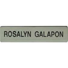 Xstamper Black Letters/Silver Metal Uniform Badge - 2.5" Width x 0.6" Height - Rectangular Shape - Clutch Fastener - Metal - Silver - 1 Each