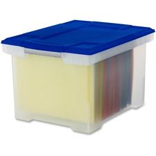 Storex Plastic File Tote Storage Box - External Dimensions: 14.3" Width x 19" Depth x 10.9" Height - 50 lb - Media Size Supported: Letter, Legal - Snap-tight Closure - Plastic - Clear, Blue - For File