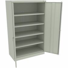 Tennsco Jumbo Storage Cabinet - 48" Width x 24" Depth x 78" Height - 5 x Shelf(ves) - 2 x Door(s) - 2000 lb Load Capacity - Leveling Glide, Security Lock, Recessed Handle - Light Gray - Steel - Recycl