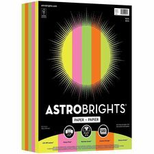 Astrobrights Color Copy Paper - "Neon" , 5 Assorted Colours - Letter - 8 1/2" x 11" - 24 lb Basis Weight - Green Seal - Acid-free, Lignin-free, Heavyweight, Fade Resistant - Cosmic Orange, Lift-off Le
