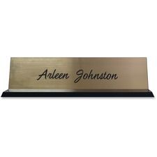 Xstamper Acrylic Base Desk Sign - 8" Holding Width x 2" Holding Height - Rectangular Shape - Double Sided - Durable - Acrylic, Plastic - Black - 1 Each