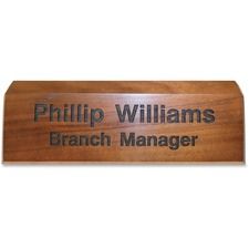 Xstamper Engraved Walnut Desk Sign - 8" Width x 2" Height - Engraved - Walnut Wood - 1 Each