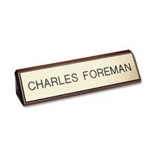 Xstamper Xecutives Plastic Name Plates On Wood - 8" Width x 2" Height - Indoor - Plastic, Wood - 1 Each