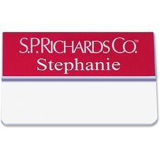 Xstamper Pocket Name Badge With Logo - Logo Design - 0.7" Width x 3" Height - Rectangular Shape - Durable - Plastic - Assorted - 1 Each