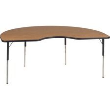 Virco 48KID72 Activity Table - Laminated Kidney-shaped Top - Height Adjustable - 22" to 30" Adjustment - 72" Table Top Length x 48" Table Top Width x 1.13" Table Top Thickness - 30" Height - Education