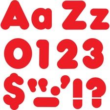 Trend Red 4" Casual Combo Ready Letters Set - Skill Learning: Number, Alphabet, Symbol - 20 x Number, 82 x Lowercase Letters, 50 x Uppercase Letters, 29 x Punctuation Marks Shape - Casual Style - Fade
