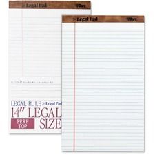 TOPS The Legal Pad Writing Pad - 50 Sheets - Double Stitched - 0.34" Ruled - 16 lb Basis Weight - Legal - 8 1/2" x 14" Sheet Size - White Paper - Chipboard Cover - Perforated, Hard Cover, Removable - 