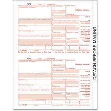 TOPS IRS Approved 4-part 1099-INT KIT Tax Forms - 5 Part - Carbonless Copy - 5.50" x 3.67" Form Size - 9" x 11" Sheet Size - White Sheet(s) - Red Print Color - 24 / Pack