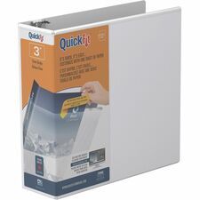QuickFit Clear-View Binder, 3-Ring Binder, Round Ring, 3 Inch, White - 3" Binder Capacity - Letter - 8 1/2" x 11" Sheet Size - 600 Sheet Capacity - 3 x 3" Ring - Fastener: Round Ring - Pocket: Interna