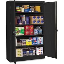 Tennsco Jumbo Storage Cabinet - 48" Width x 24" Depth x 78" Height - 5 x Shelf(ves) - 2 x Door(s) - 2000 lb Load Capacity - Leveling Glide, Recessed Handle, Security Lock - Black - Steel - Recycled - 