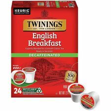 Twinings of London Decaf English Breakfast Black Tea K-Cup - Decaffeinated - 24 / Box