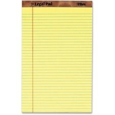 TOPS The Legal Rule Writing Pads - Legal - 50 Sheets - Double Stitched - 0.34" Ruled - 16 lb Basis Weight - Legal - 8 1/2" x 14" Sheet Size - Canary Paper - Perforated, Hard Cover, Heavyweight - 12 / 
