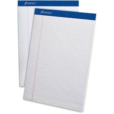 Ampad Perforated Ruled Pads - Letter - 50 Sheets - Stapled - 0.25" Ruled - 20 lb Basis Weight - Letter - 8 1/2" x 11" Sheet Size x 8.5" Width x 11.8" Length - White Paper - White Cover - Sturdy Back, 