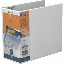 QuickFit View Binder, 3-Ring Binder, Angle D Ring, 5 Inch, White - 5" Binder Capacity - 8 1/2" x 11" Sheet Size - 1000 Sheet Capacity - 3 x 5" Ring - Fastener: D-Ring - Polypropylene - White - Recycle