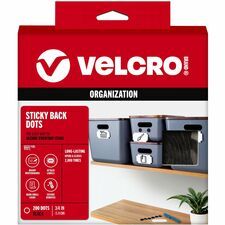 VELCRO&amp;reg; Sticky Back 3/4in Circles Black 200 ct - 0.75" Diameter - Black - For Sign, Poster, Wall, Plastic, Glass, Tile, School, Home - 200 / Box