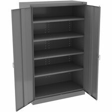 Tennsco Jumbo Storage Cabinet - 48" Width x 24" Depth x 78" Height - 4 x Shelf(ves) - 2 x Standard Door(s) - Locking System, Locking Door, Welded, Hinged Door, Leveler - Medium Gray - Steel, Nylon - R