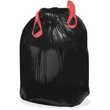 Webster Drawstring Trash Liners - Medium Size - 30 gal Capacity - 33" Length x 30.50" Width x 1.20 mil (30 Micron) Thickness - Drawstring Closure - Black - Resin - 200 / Carton