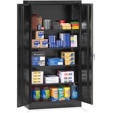 Tennsco Standard Black Storage Cabinet - 36" Width x 18" Depth x 72" Height - 5 x Shelf(ves) - 2 x Standard Door(s) - Heavy Duty, Adjustable Shelf, Locking Door, Hinged Door, Reinforced, Carrying Hand