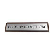 Xstamper Xecutives Plastic Name Plates On Wood - 10" Width x 2" Height - Indoor - Plastic, Wood - 1 Each