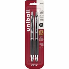 uniball&amp;#8482; 207 Gel Pen - Refillable - Retractable - Black Ink - Gel-based - 2 / Pack