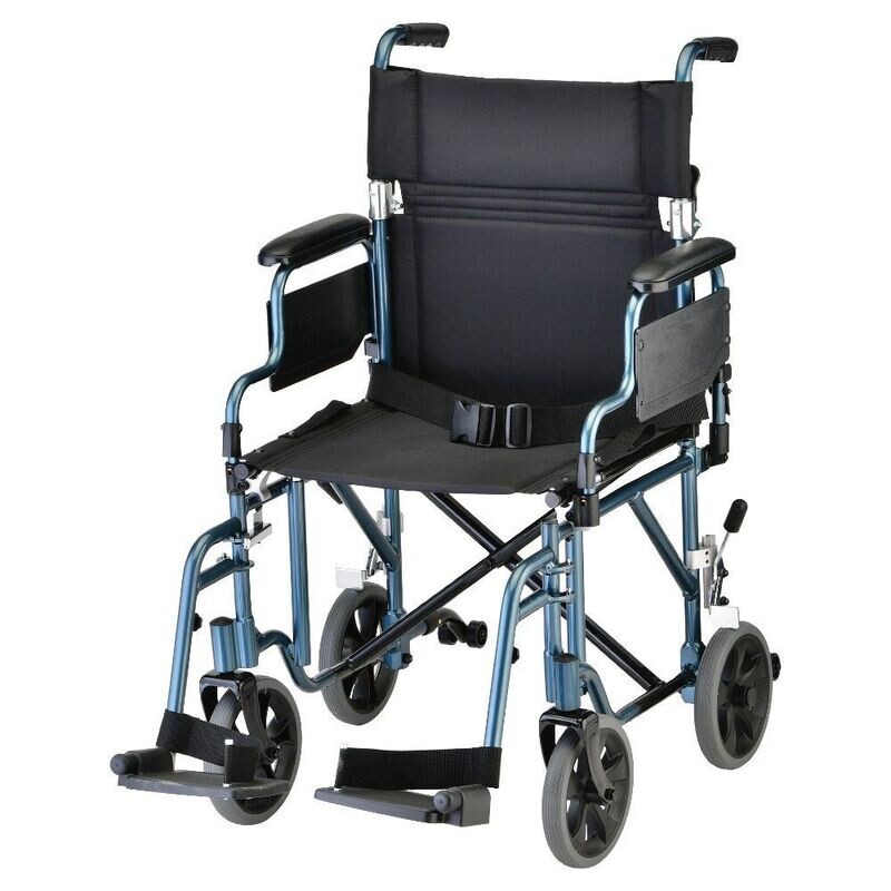 Nova 349 Lightweight Transport Chair with Removable Desk Arms - 19" with Swing Away Footrests