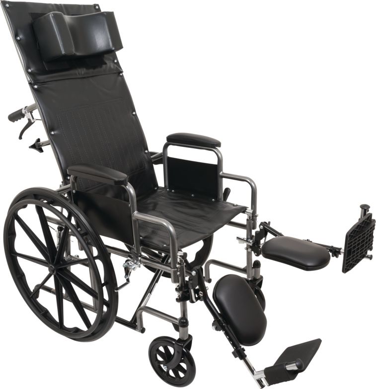 ProBasics Reclining Wheelchair, 18" x 17", Removable Desk Arms & Elevating Leg Rests