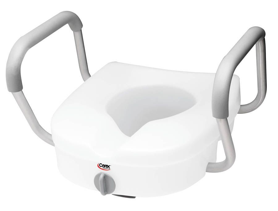 Carex E-Z Lock Raised Toilet Seat W/Adjustable Armrests # FGB30300