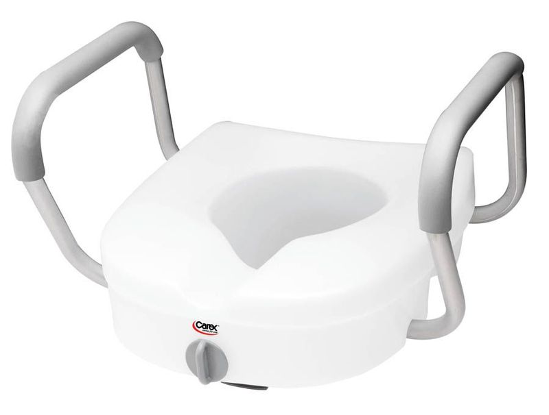 Carex E-Z Lock Raised Toilet Seat W/Adjustable Armrests # FGB30300
