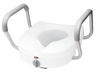 Carex E-Z Lock Raised Toilet Seat W/Adjustable Armrests # FGB30300