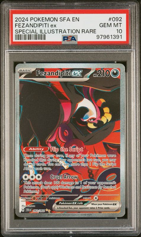 Pokemon Shrouded Fable Fezandipiti ex Special Illustration Rare #92 PSA 10 Gem Mint