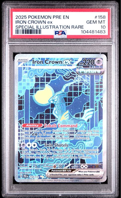 Pokemon Prismatic Evolutions Iron Crown ex Special Illustration Rare #158 PSA 10