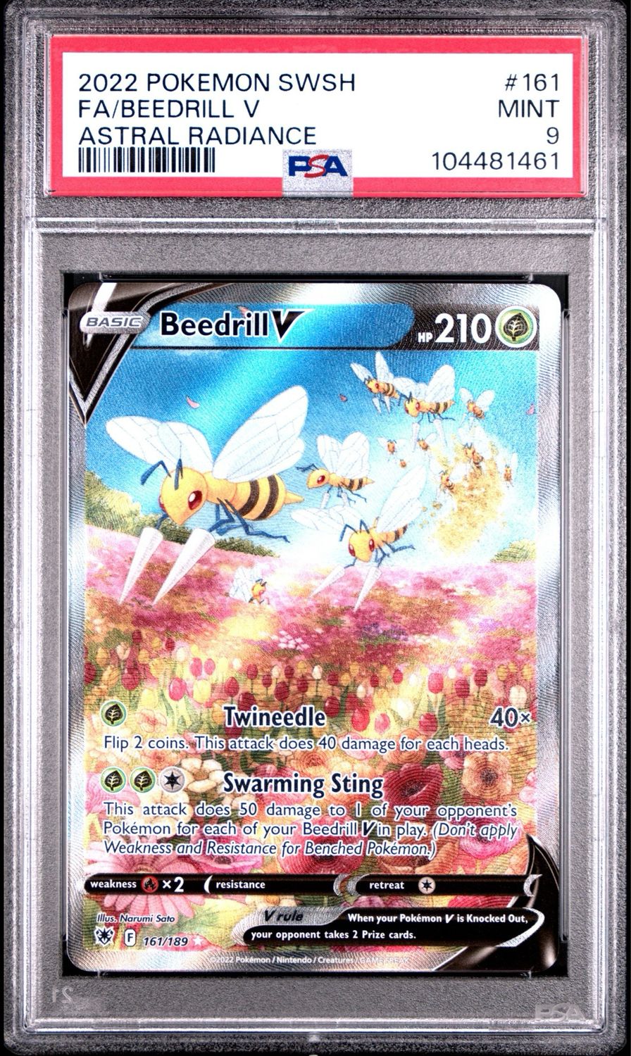 Pokemon Astral Radiance Beedrill V Full Art #161 PSA 9 Mint