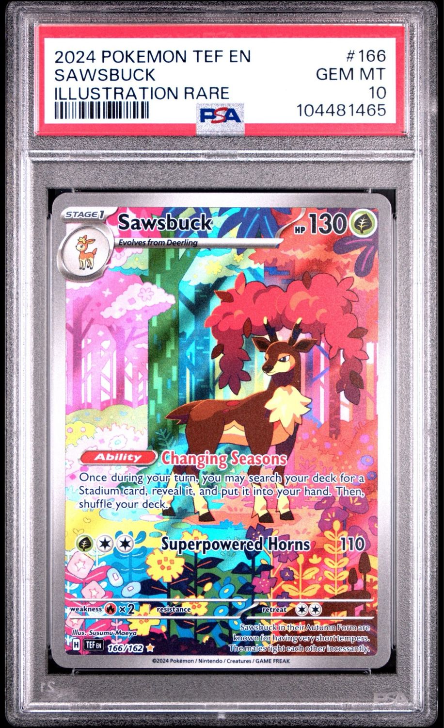Pokemon Temporal Forces Sawsbuck Illustration Rare #166 PSA 10 Gem Mint