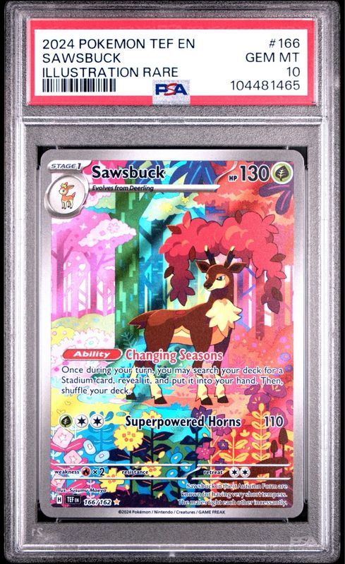 Pokemon Temporal Forces Sawsbuck Illustration Rare #166 PSA 10 Gem Mint