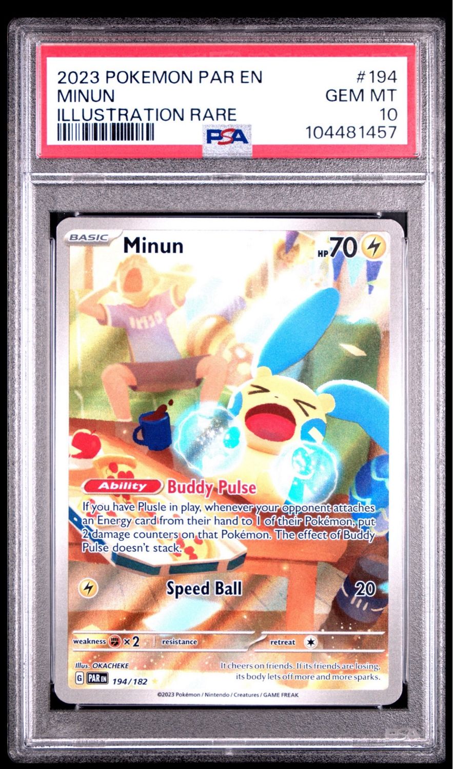 Pokemon Paradox Rift Minun Illustration Rare #194 PSA 10 Gem Mint