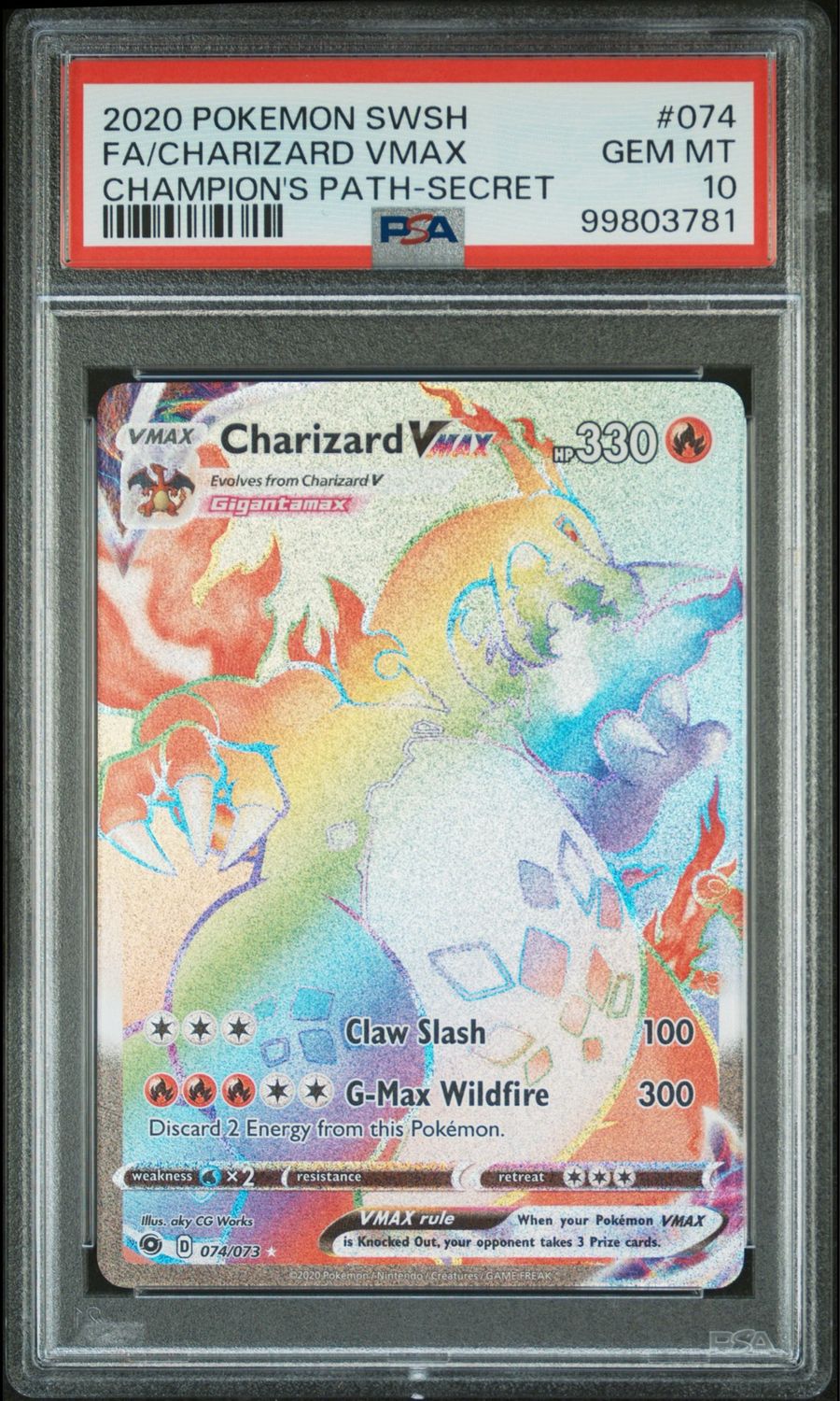 Pokemon Champions Path Charizard Vmax Secret Rare #074 PSA 10 Gem Mint