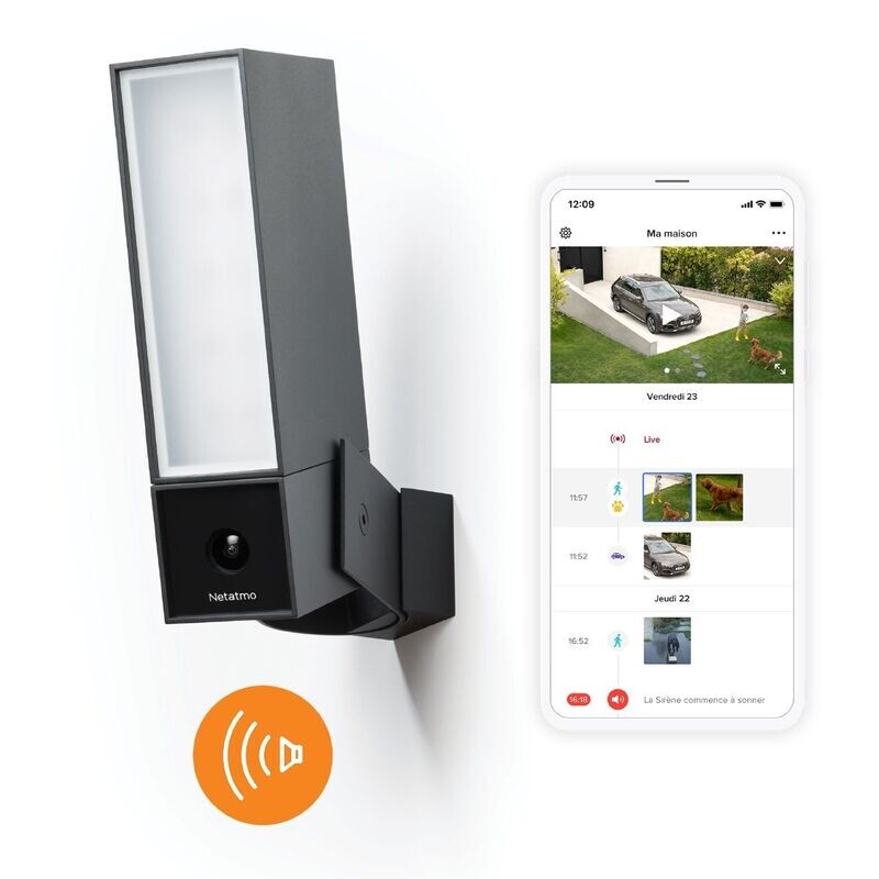 Caméra de surveillance extérieure intelligente avec éclairage intégré