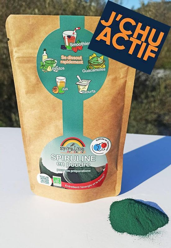 Sachet de 65g : Cure de 3 semaines de spiruline en poudre Bio tarif j'chu actif 30