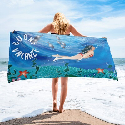 Painted Mermaid Beach Towel by ArielArt